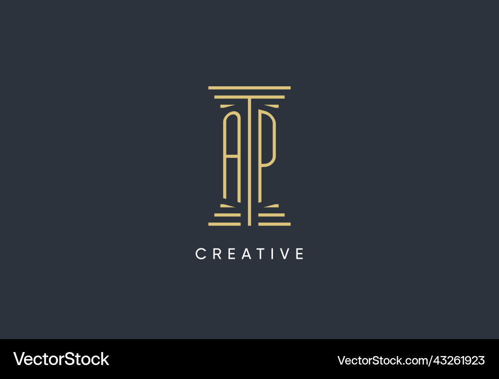 Ap initial monogram with pillar shape logo design Vector Image