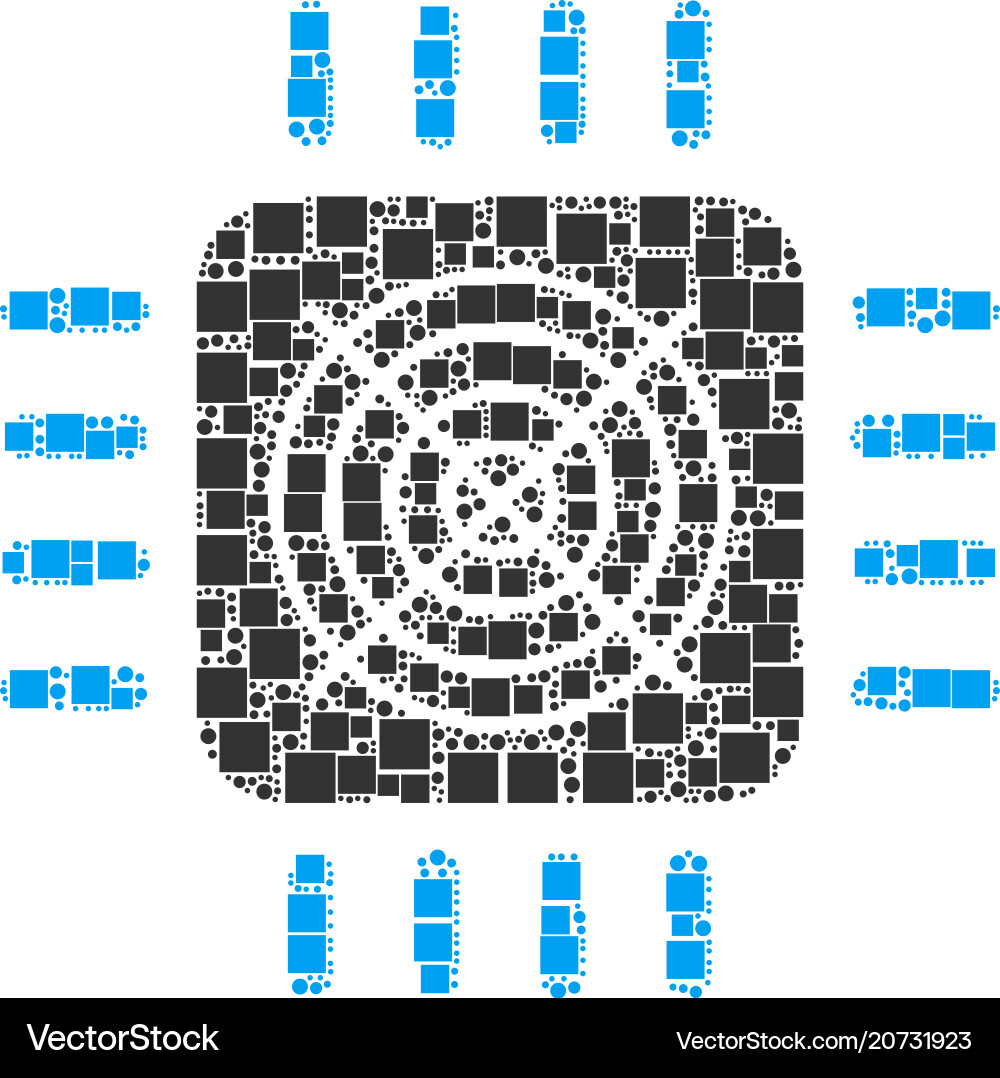 Asic processor composition of squares and circles Vector Image
