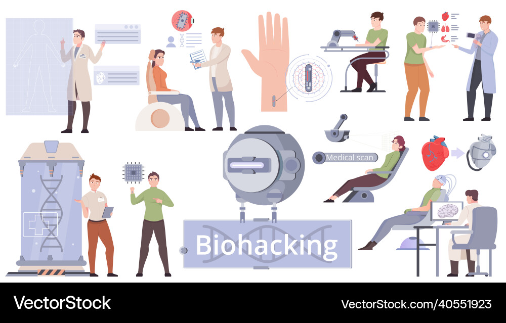 Biohacking & Longevity Set vector image
