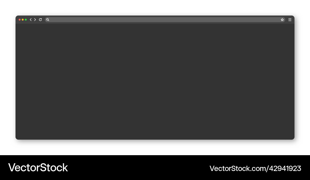 Blank web browser window with toolbar and search Blank web browser window with toolbar and search Vector Image
