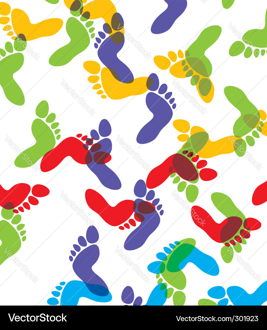 Colorful Footprint Pattern Vector Image
