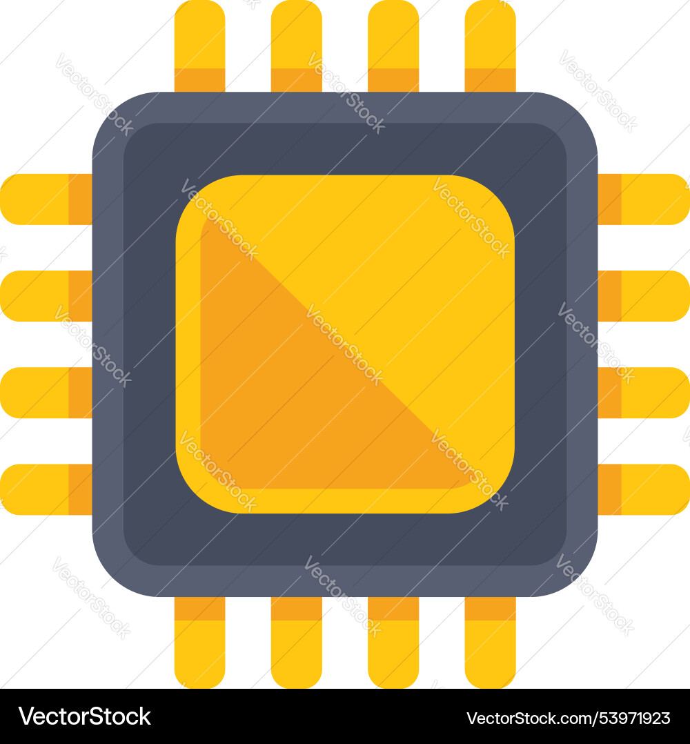 Computer chip providing computing power in flat Computer chip providing computing power in flat vector image