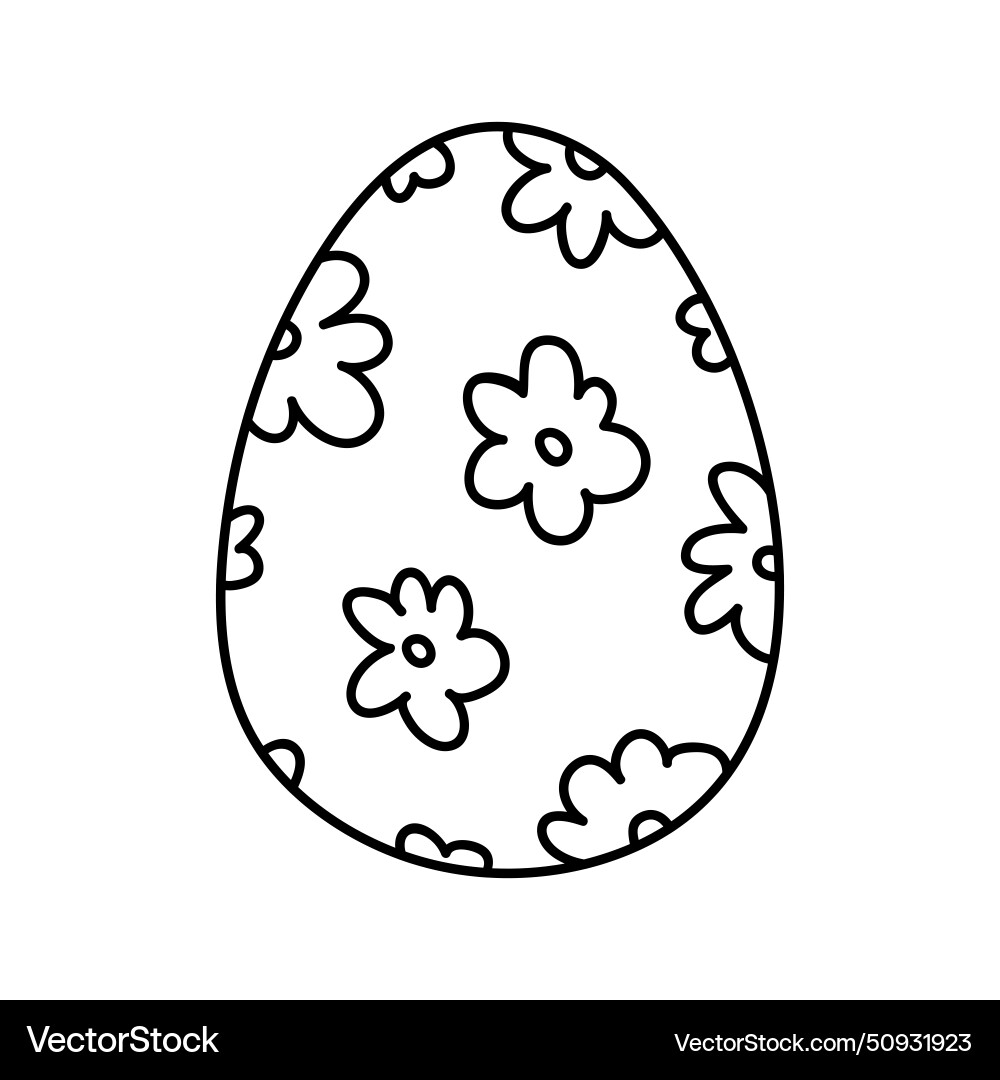 Cute easter egg with flowers Royalty Free Vector Image