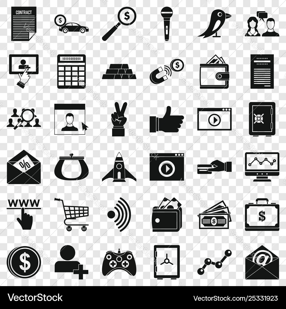 Digital contract icons set simple style Vector Image