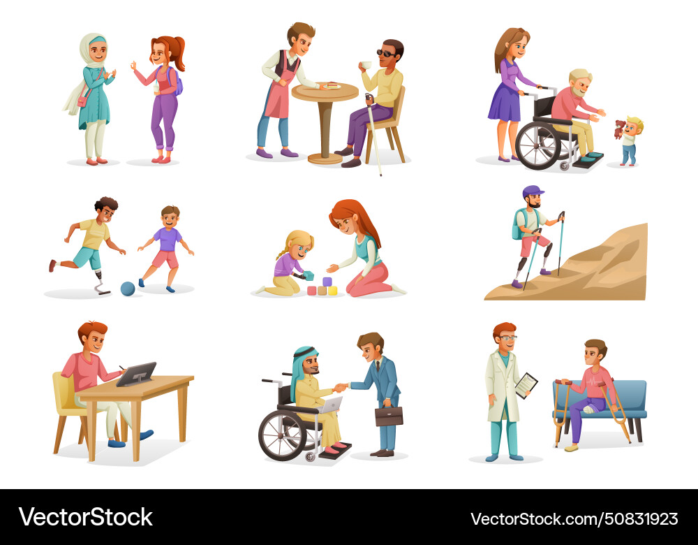 Disabled people set Royalty Free Vector Image - VectorStock