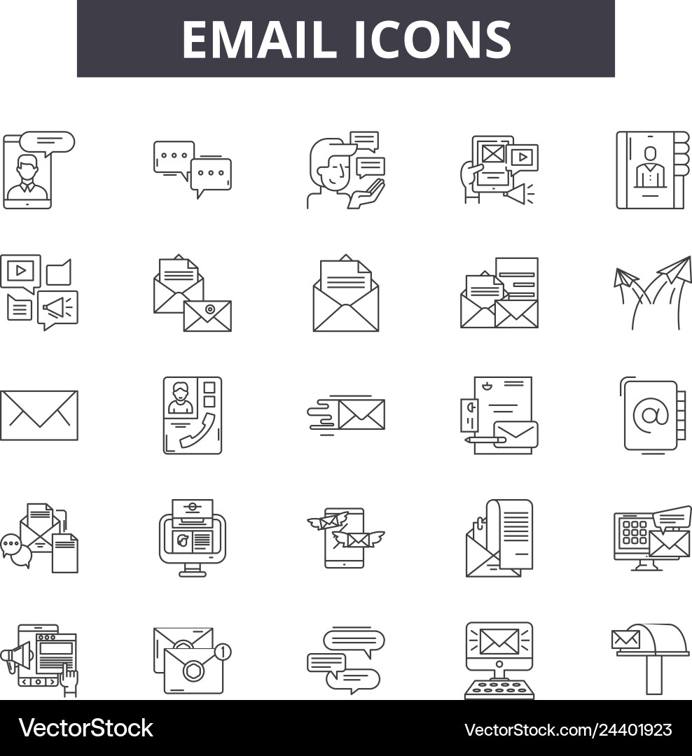 Email line icons for web and mobile design Email line icons for web and mobile design vector image