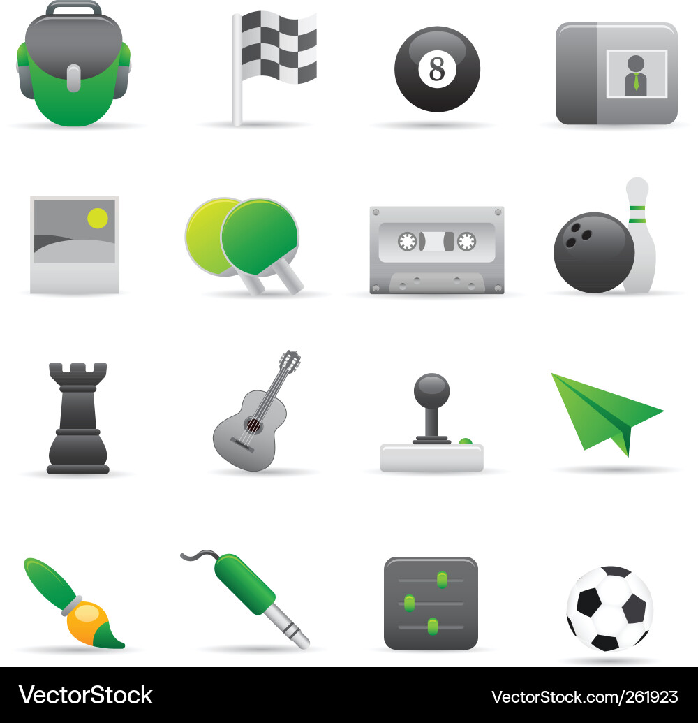 Green Entertainment Icon Set vector image