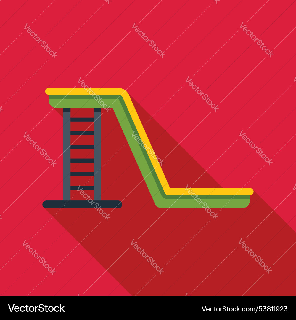 Green playground slide with ladder on red Green playground slide with ladder on red vector image