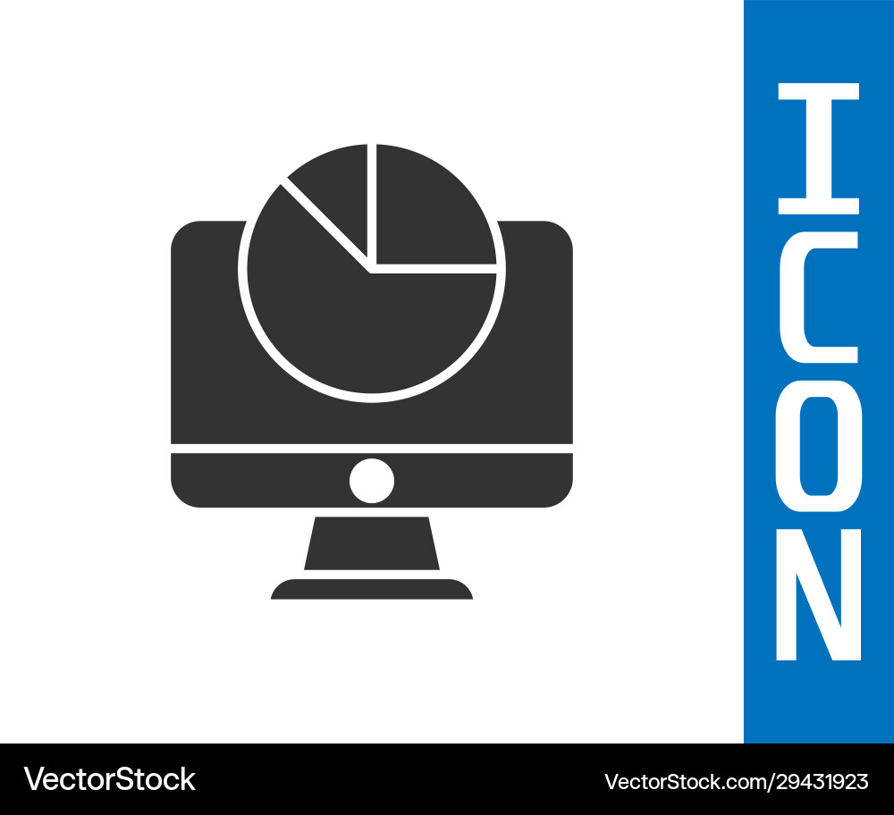 Grey computer monitor with graph chart icon Grey computer monitor with graph chart icon vector image