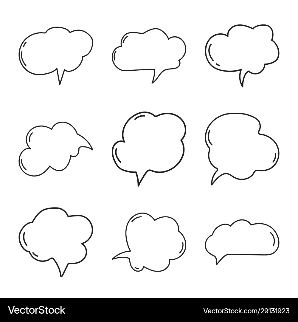 Hand Drawn Speech Bubbles - Doodle Style Vector Image