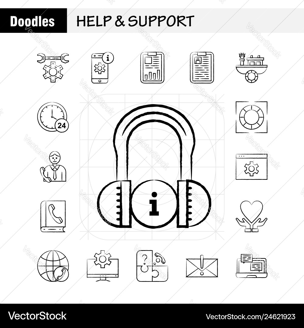 Help and support hand drawn icon for web print Help and support hand drawn icon for web print vector image