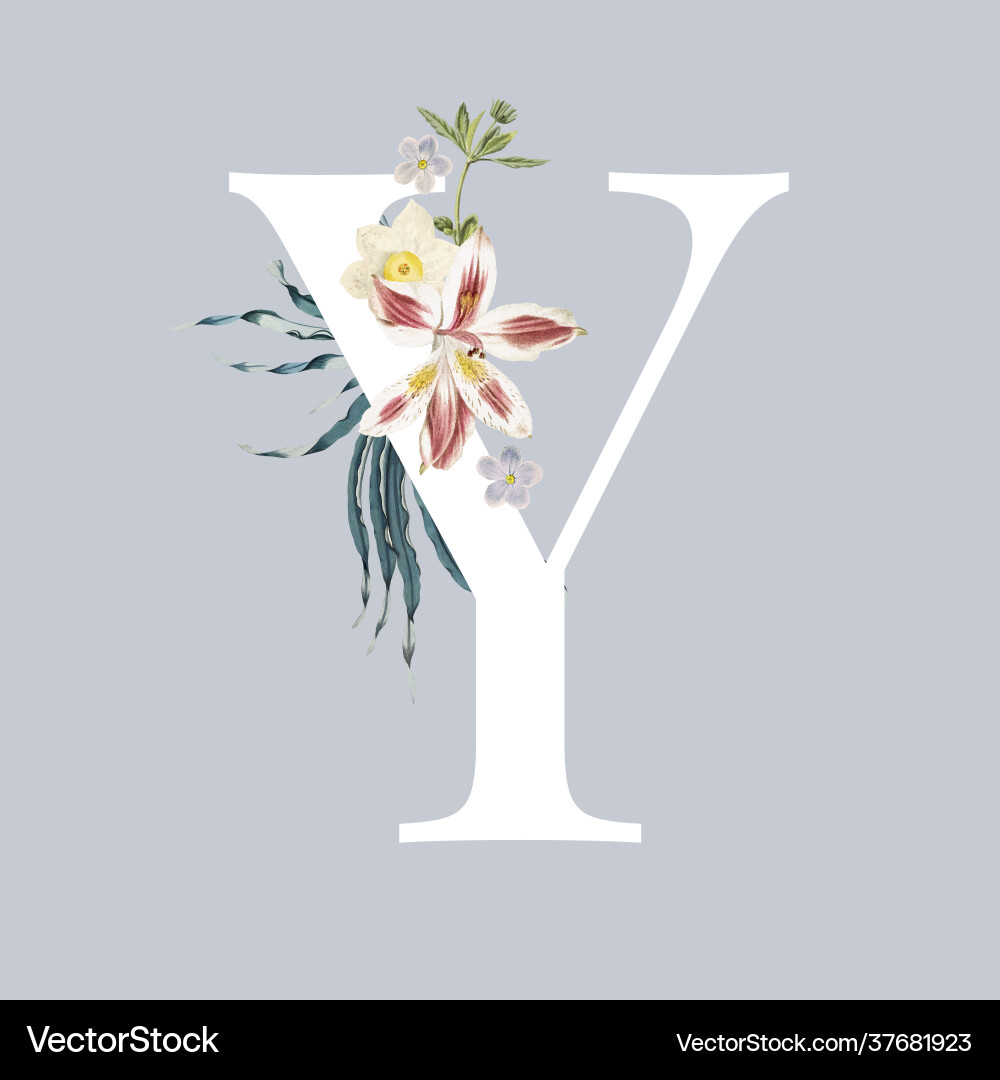 Letter y with blossoms vector image