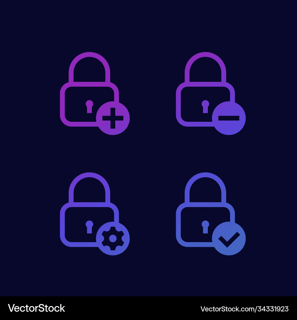 Lock with add sign minus security icons vector image