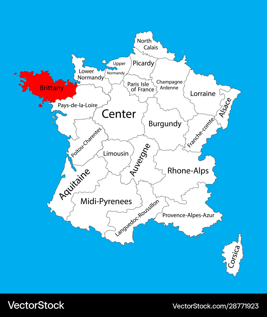 Map state brittany location on france Map state brittany location on france vector image