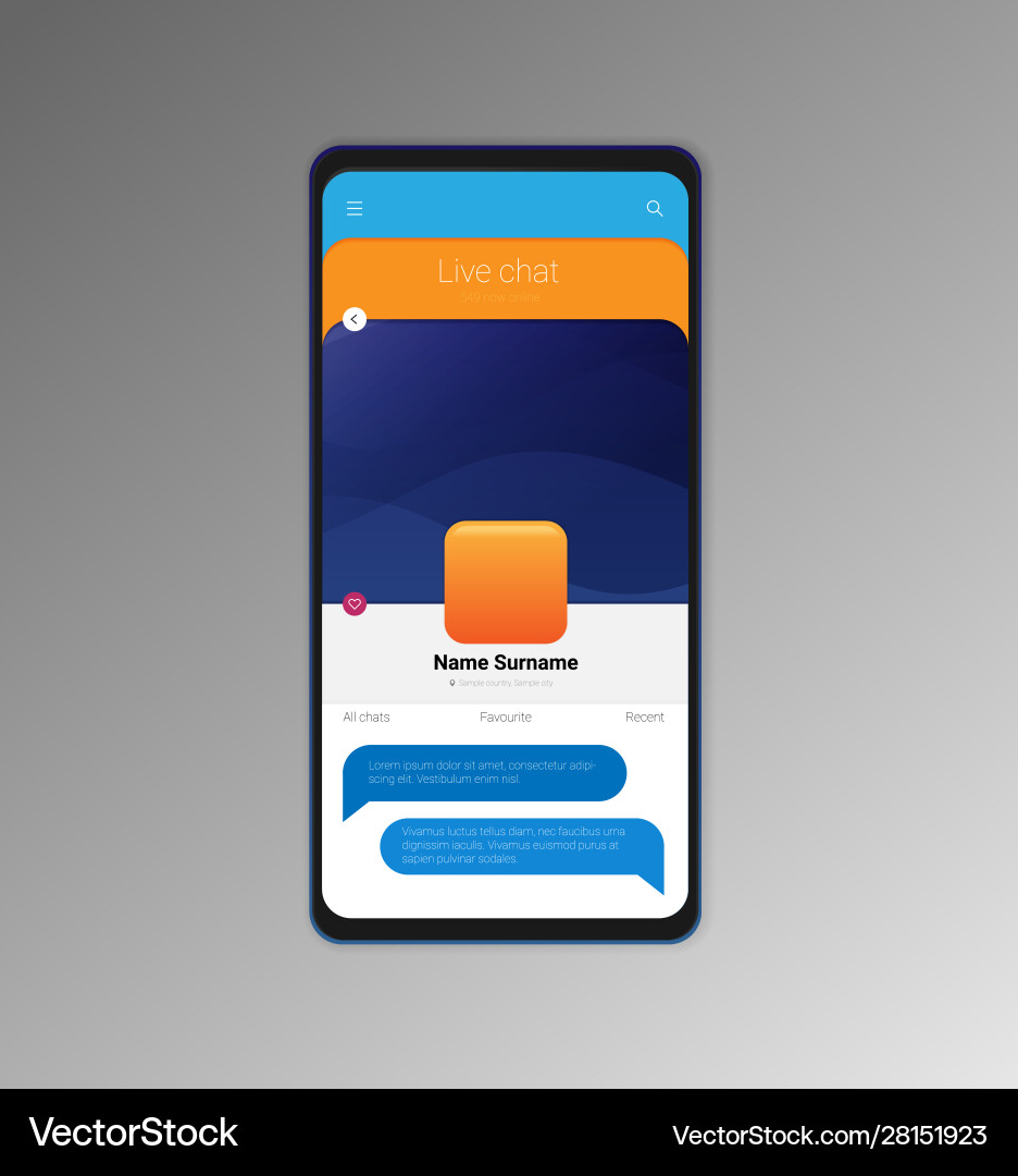 Mobile application interface live chat ui ux gui Mobile application interface live chat ui ux gui vector image