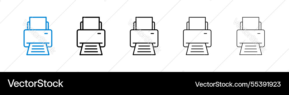 Print icons in five different stroke sizes vector image