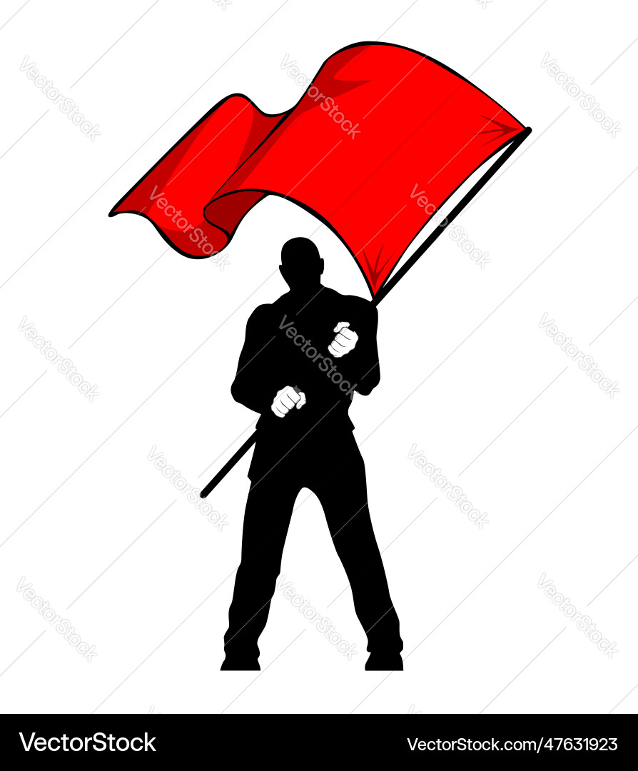 Protesting man with red flag Protesting man with red flag vector image
