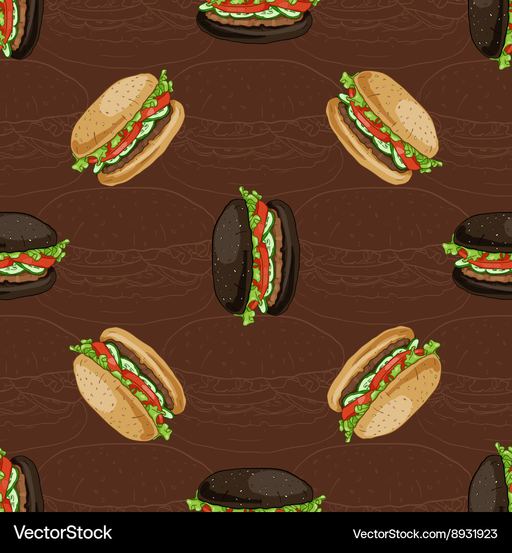 Seamless pattern of two types burger vector image
