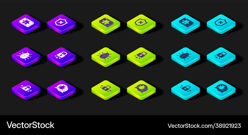 Set cyber security system bug shield with cross Set cyber security system bug shield with cross vector image