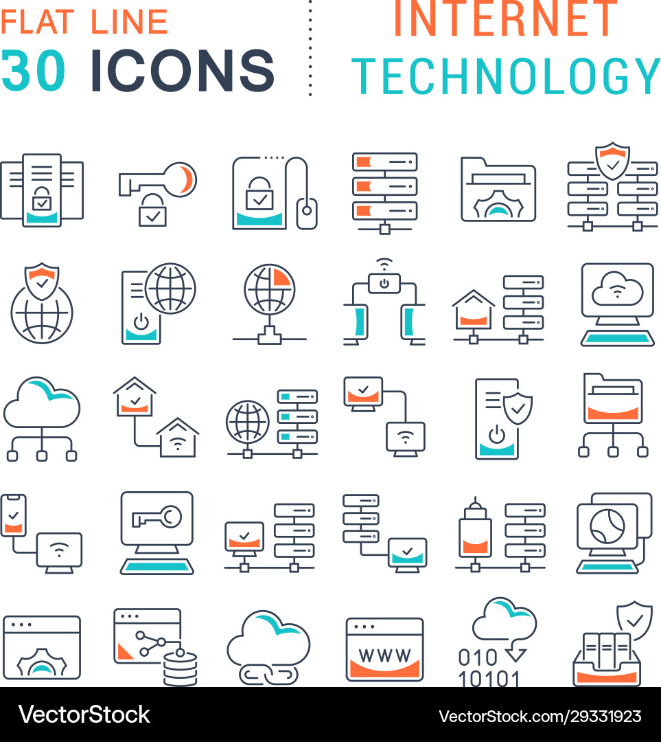 Set Line Icons Internet-Technologie Vektorbild
