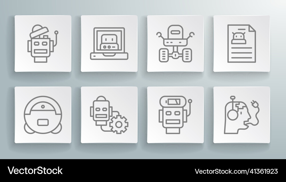 Set line robot vacuum cleaner creating Set line robot vacuum cleaner creating vector image