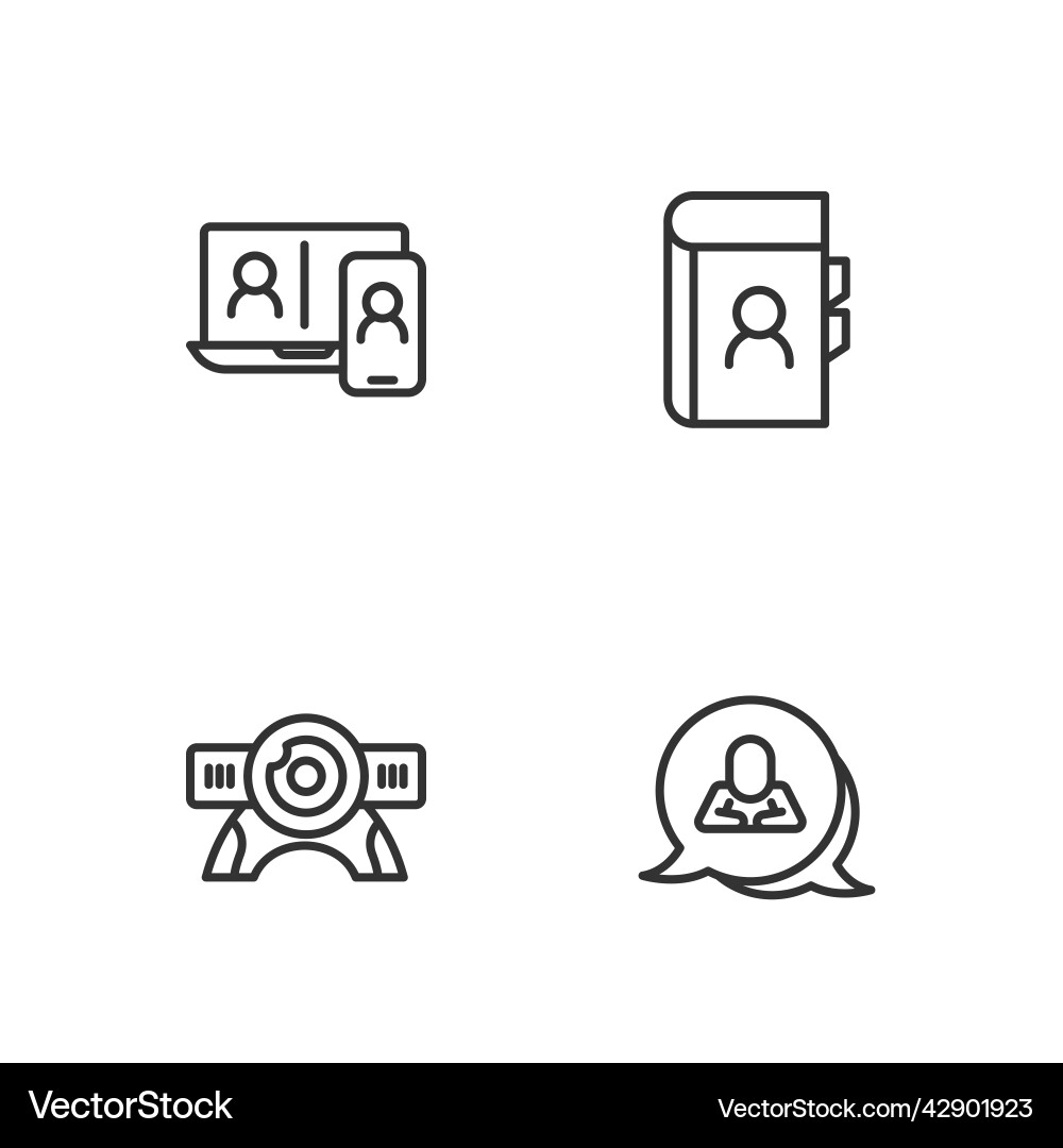 Set line speech bubble chat web camera video Set line speech bubble chat web camera video vector image