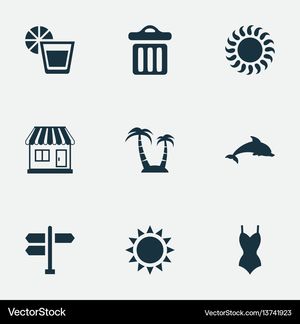 Set of simple seaside icons Vector Image