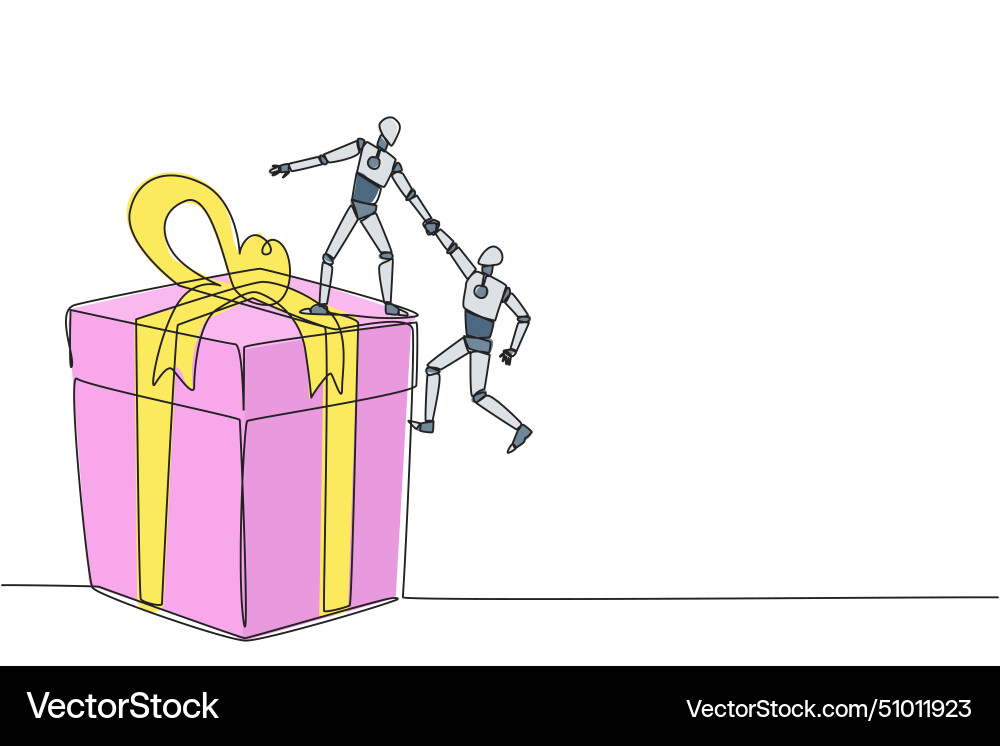 Single continuous line drawing smart robotic Single continuous line drawing smart robotic vector image