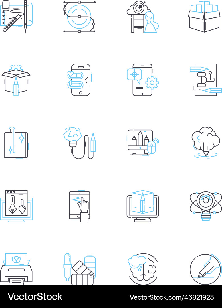 Systematic analysis linear icons set methodical Vector Image