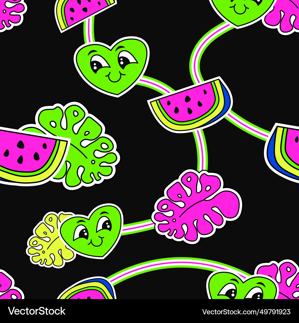 Watermelon and fern leaf heart emoji composition Watermelon and fern leaf heart emoji composition vector image