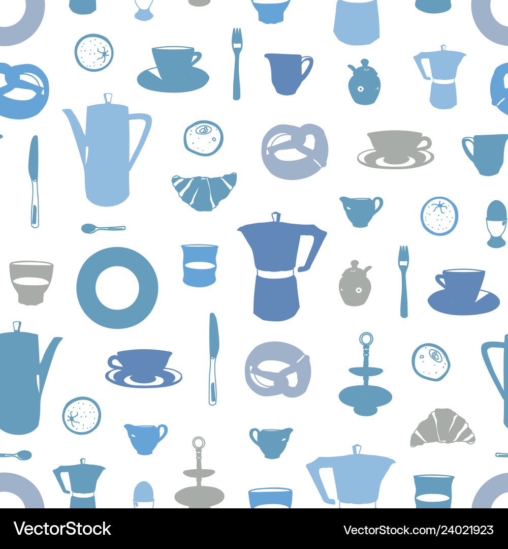 White pattern with breakfast table Vector Image