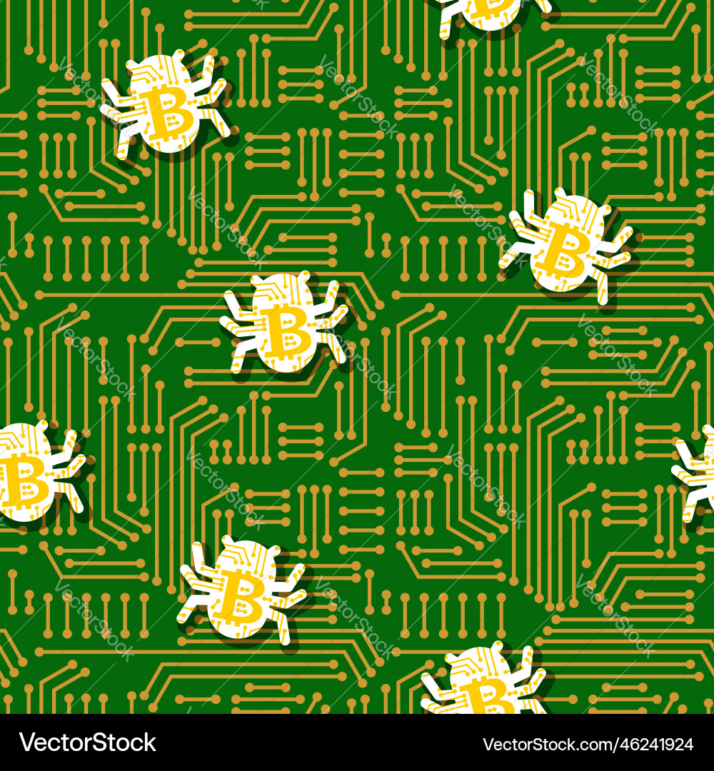 Bitcoin virus bug pattern seamless digital Bitcoin virus bug pattern seamless digital vector image