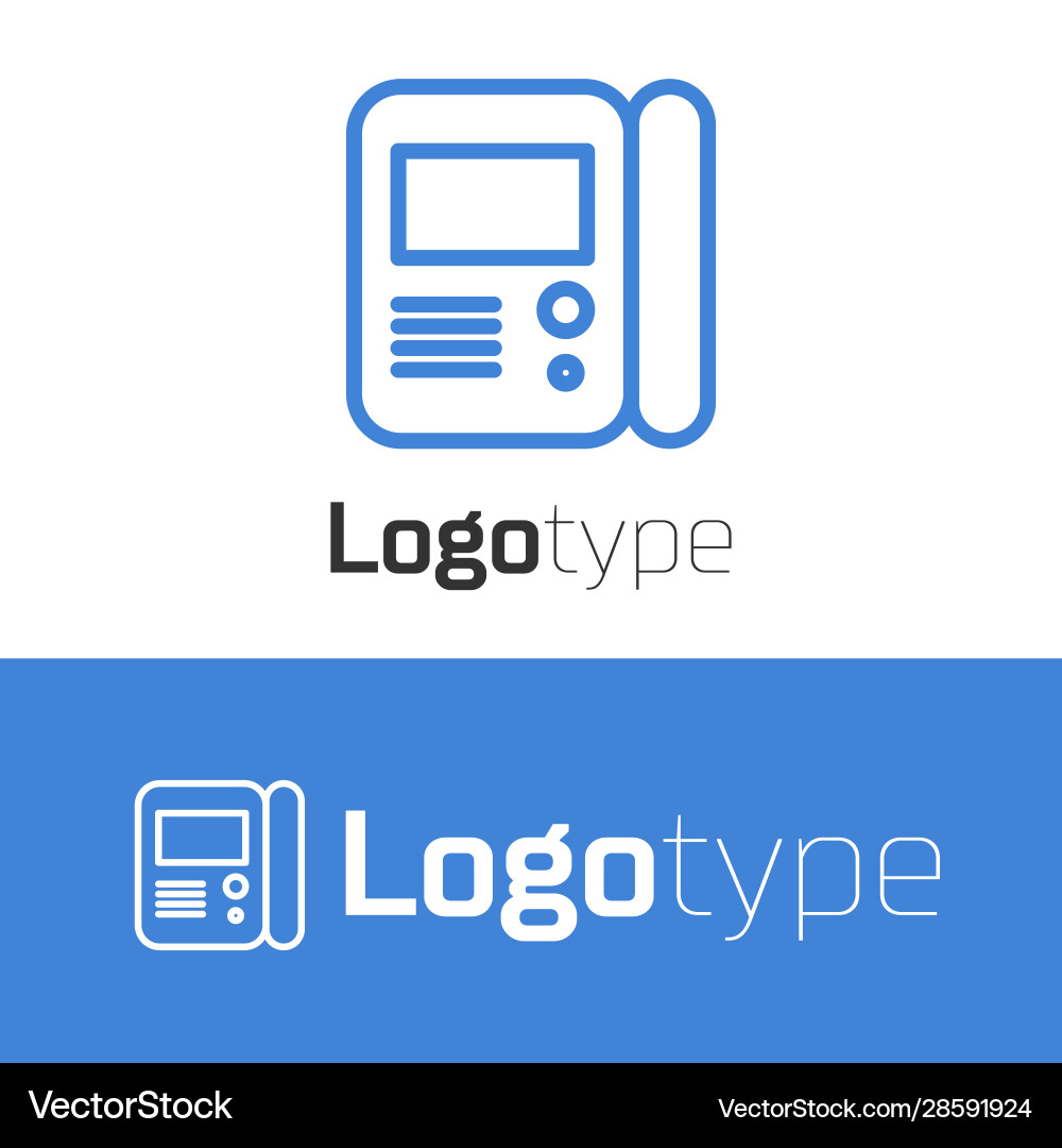 Blue line house intercom system icon isolated vector image