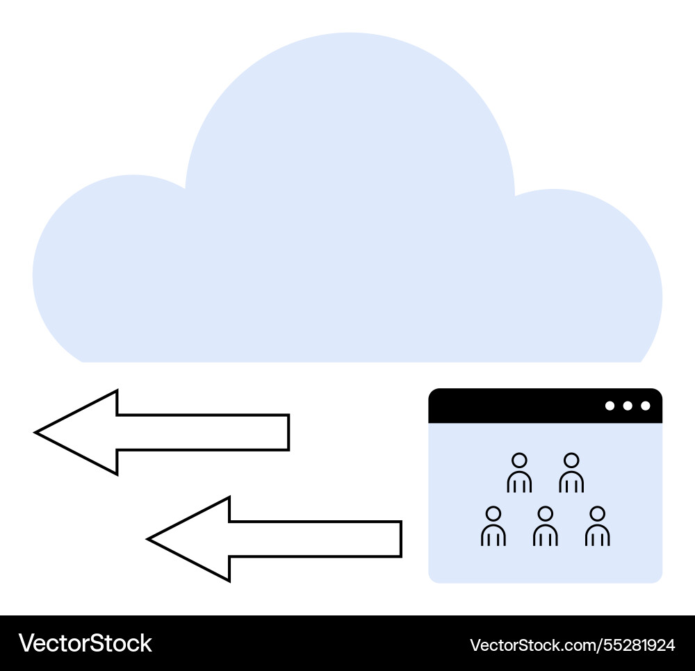Cloud computing with data exchange arrows and user Vector Image