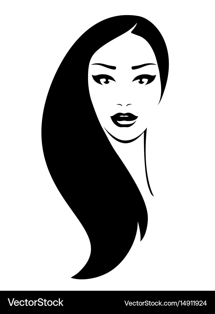 Elegant Black Hair Portrait Vector Image