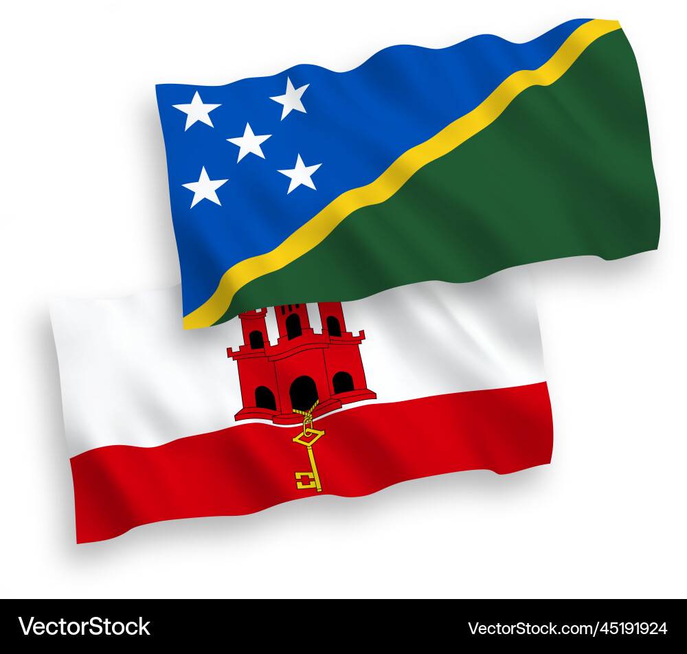 Flags of solomon islands and gibraltar on a white Flags of solomon islands and gibraltar on a white vector image