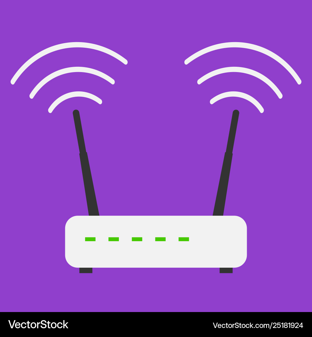 Flat design icons internet wifi router on violet vector image