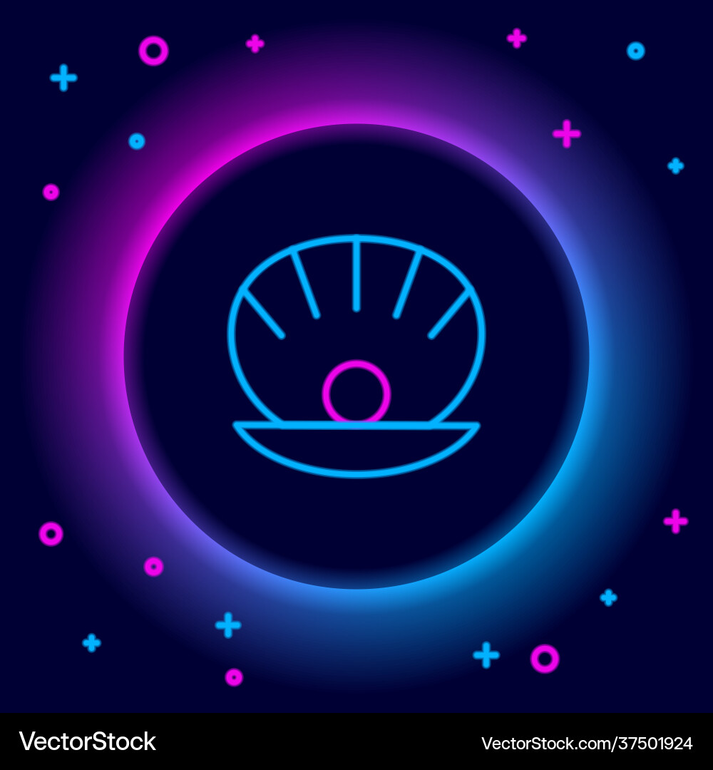 Glowing neon line natural open shell with pearl Vector Image