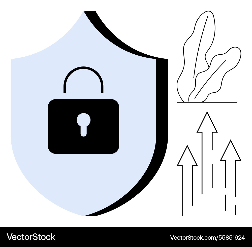 Lock on shield symbolizing data security Lock on shield symbolizing data security vector image