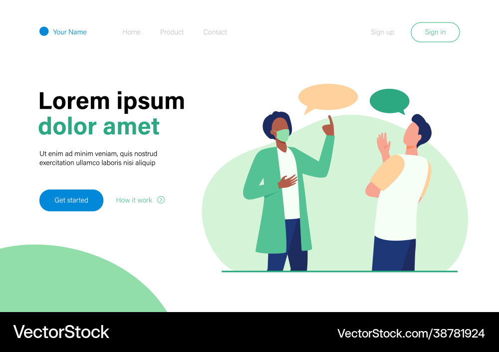 Man in mask talking with guy without Man in mask talking with guy without Vector Image