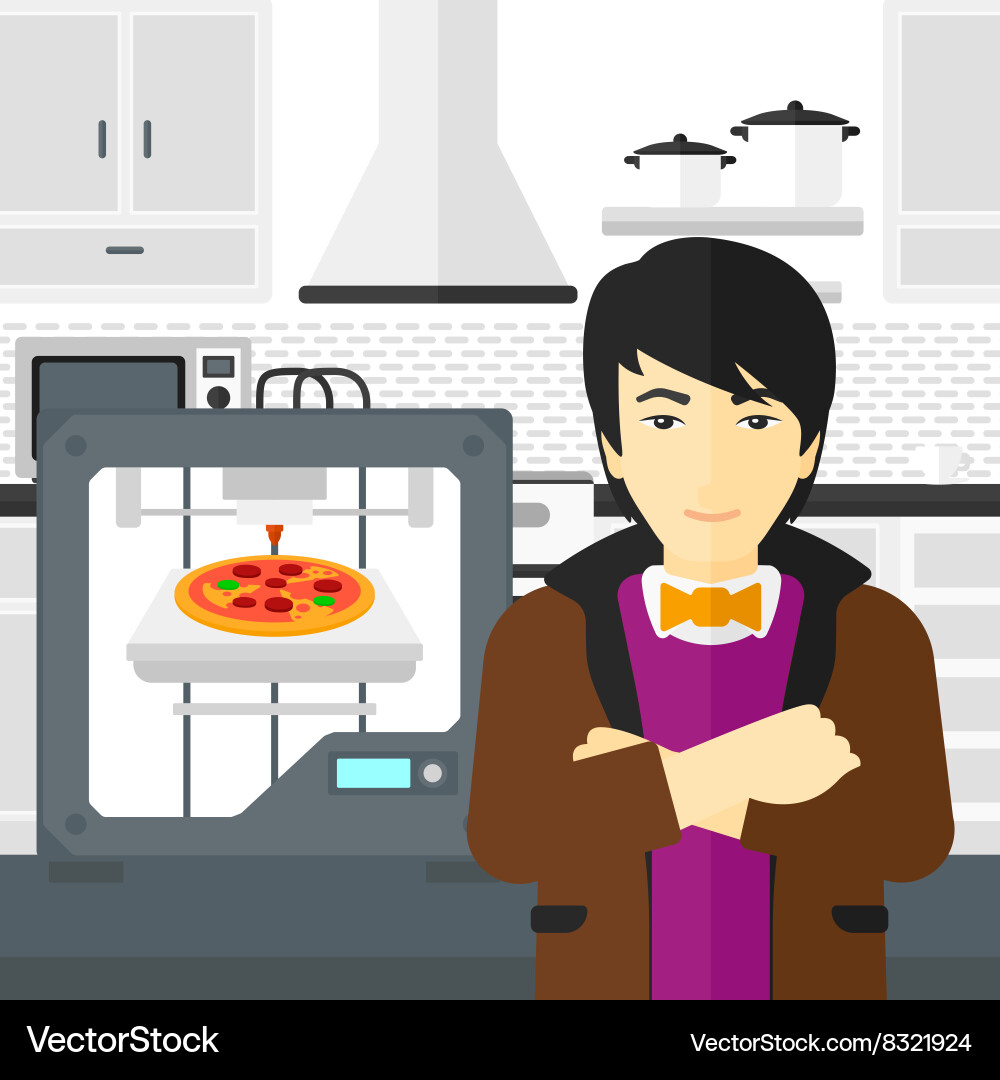 Man with three d printer vector image