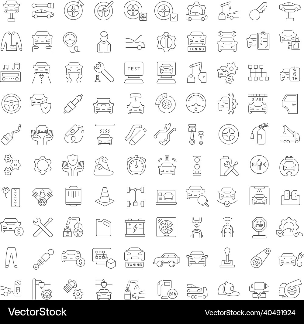 Set of linear icons auto service vector image