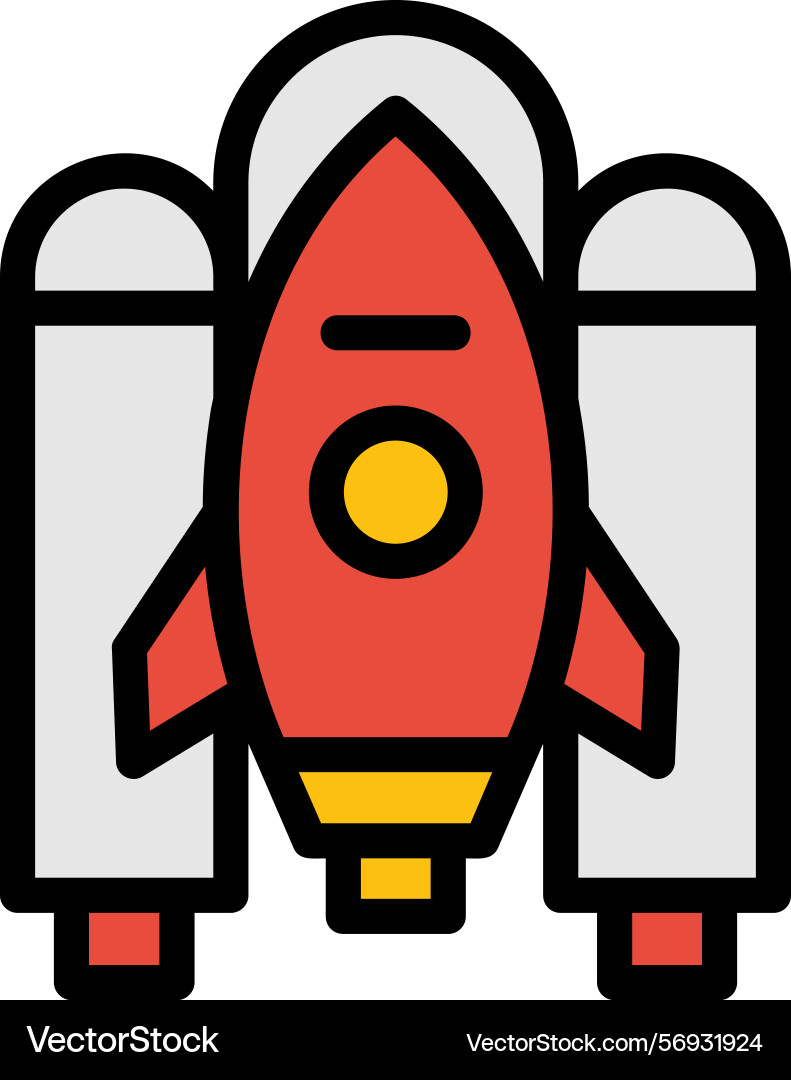 Spaceship line filled style icon design Vector Image