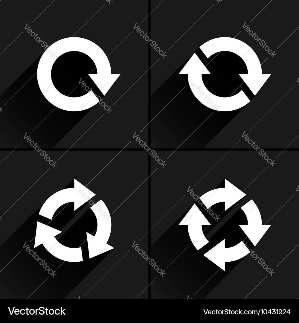 Weiße Pfeilschleife erfrischen Reload Rotation Icon vektorbild