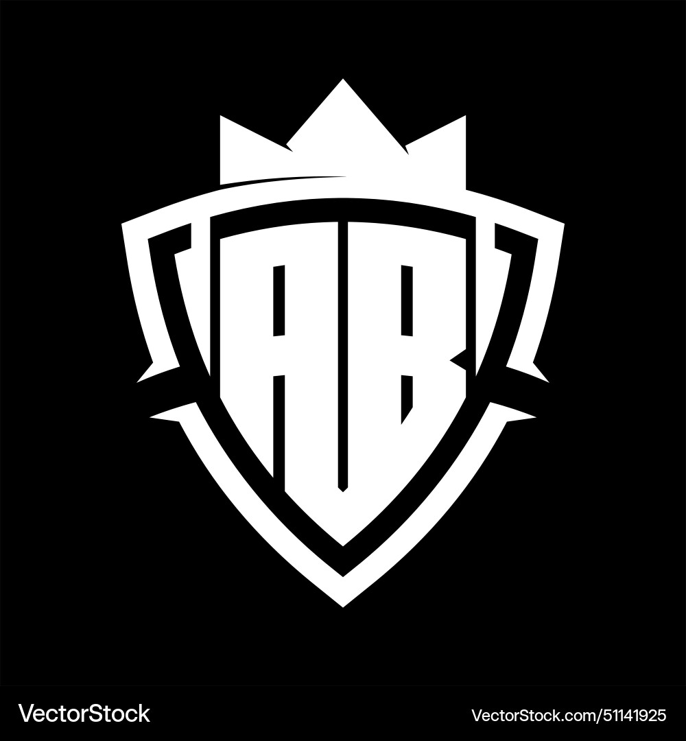 Ab letter monogram with triangle curve shield vector image