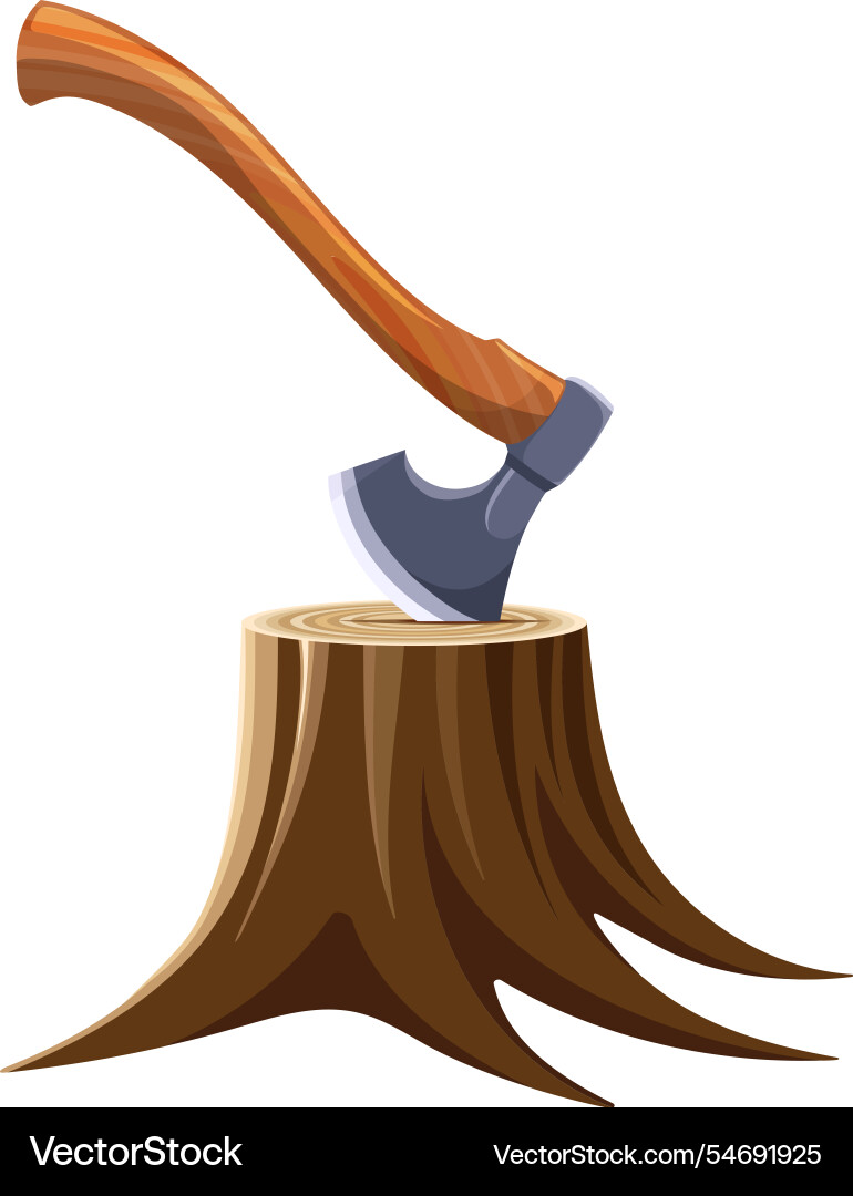 Axe in tree stump Axe in tree stump vector image