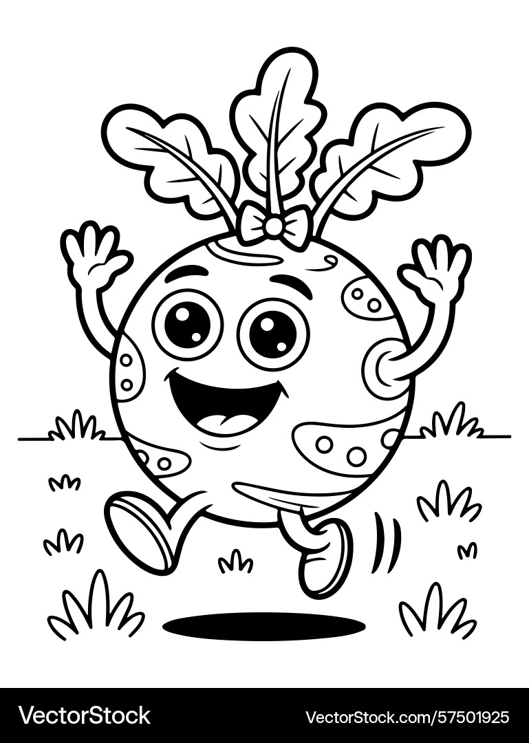 Cartoon beet character running in a field Vector Image