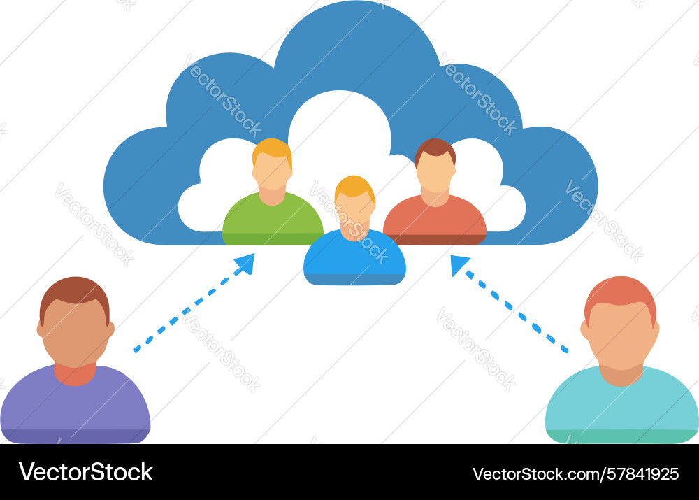 Cloud-based user network connection design Vector Image