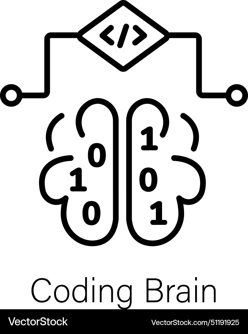 Coding brain vector image
