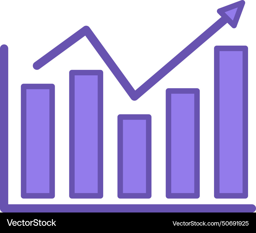 Colored data chart icon of created Vector Image